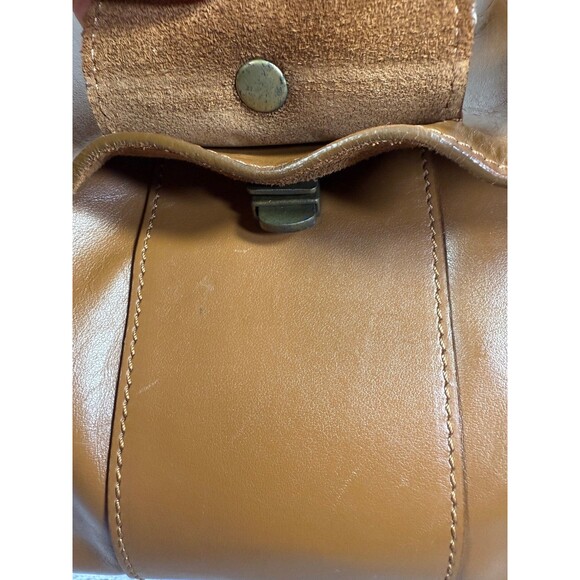 Valentina Fiore Large Tan/Brown Italian 100% Leather Saddle Handbag Purse - Picture 13 of 16
